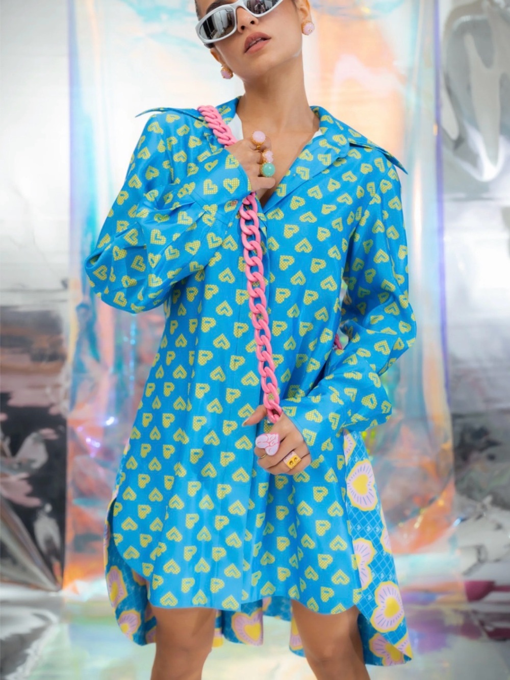 PAPA DON'T PREACH CERULEAN BLUE SHIRT DRESS IN PAC STREET GIRL BLINDING HEARTS